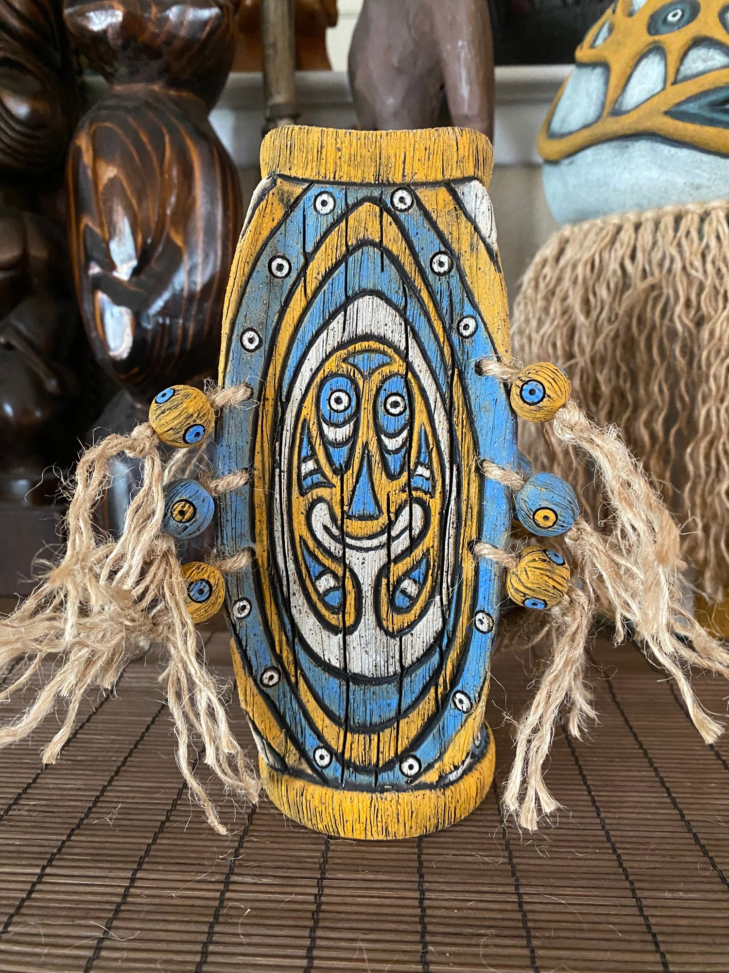 Image of Four Sided Blue and Orange PNG Shield Mug - “Gopey” - US Shipping Included 