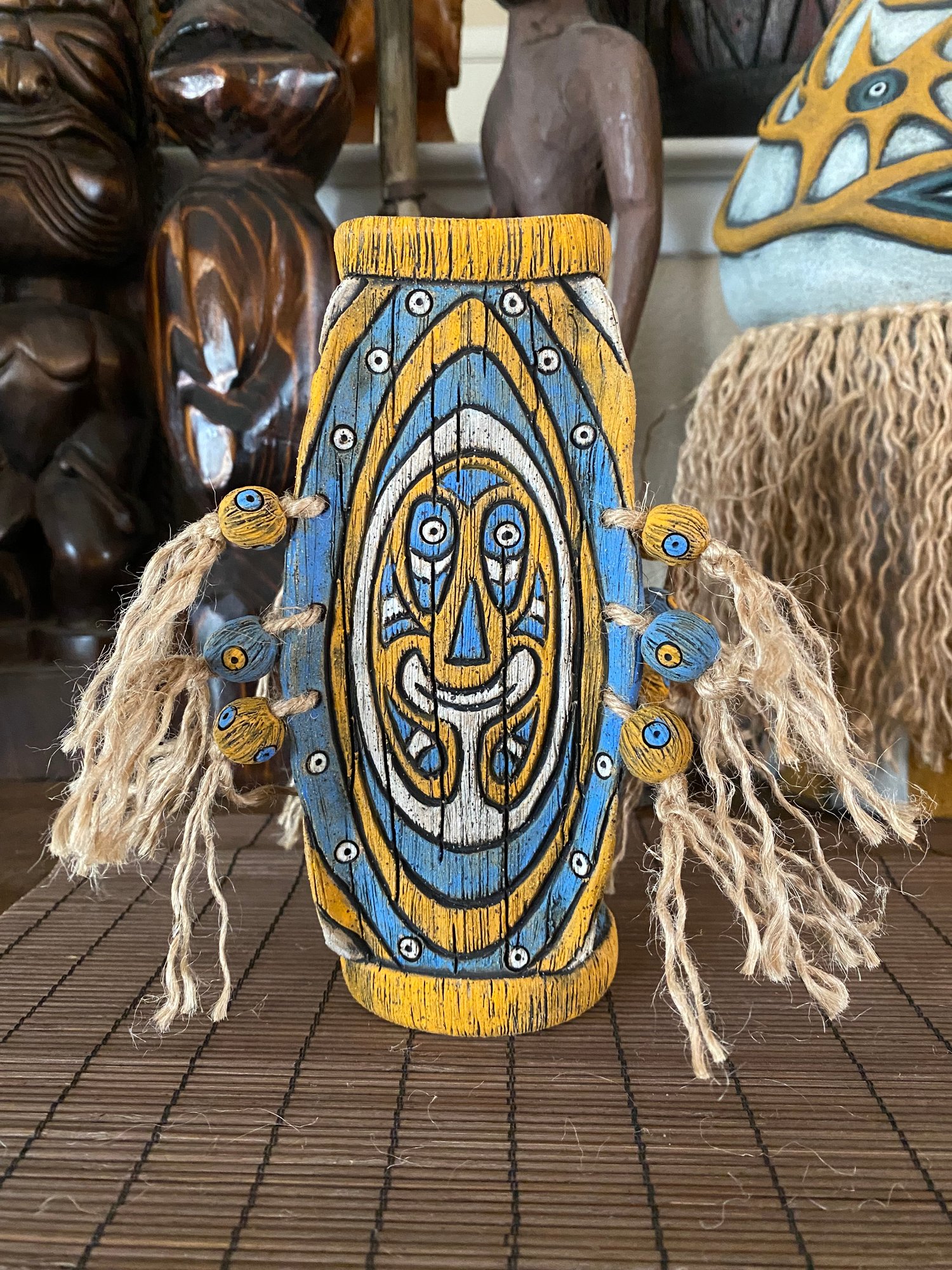 Image of Four Sided Blue and Orange PNG Shield Mug - “Gopey” - US Shipping Included 