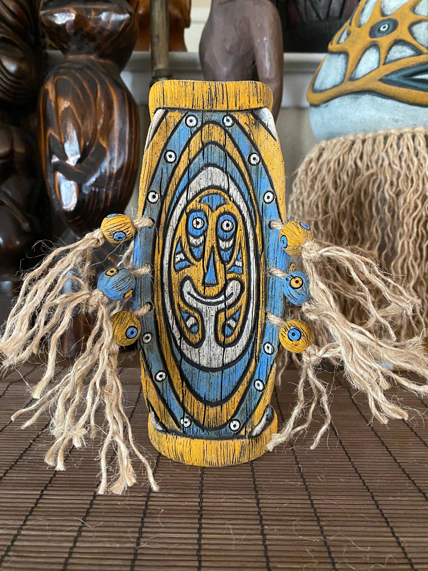 Image of Four Sided Blue and Orange PNG Shield Mug - “Gopey” - US Shipping Included 