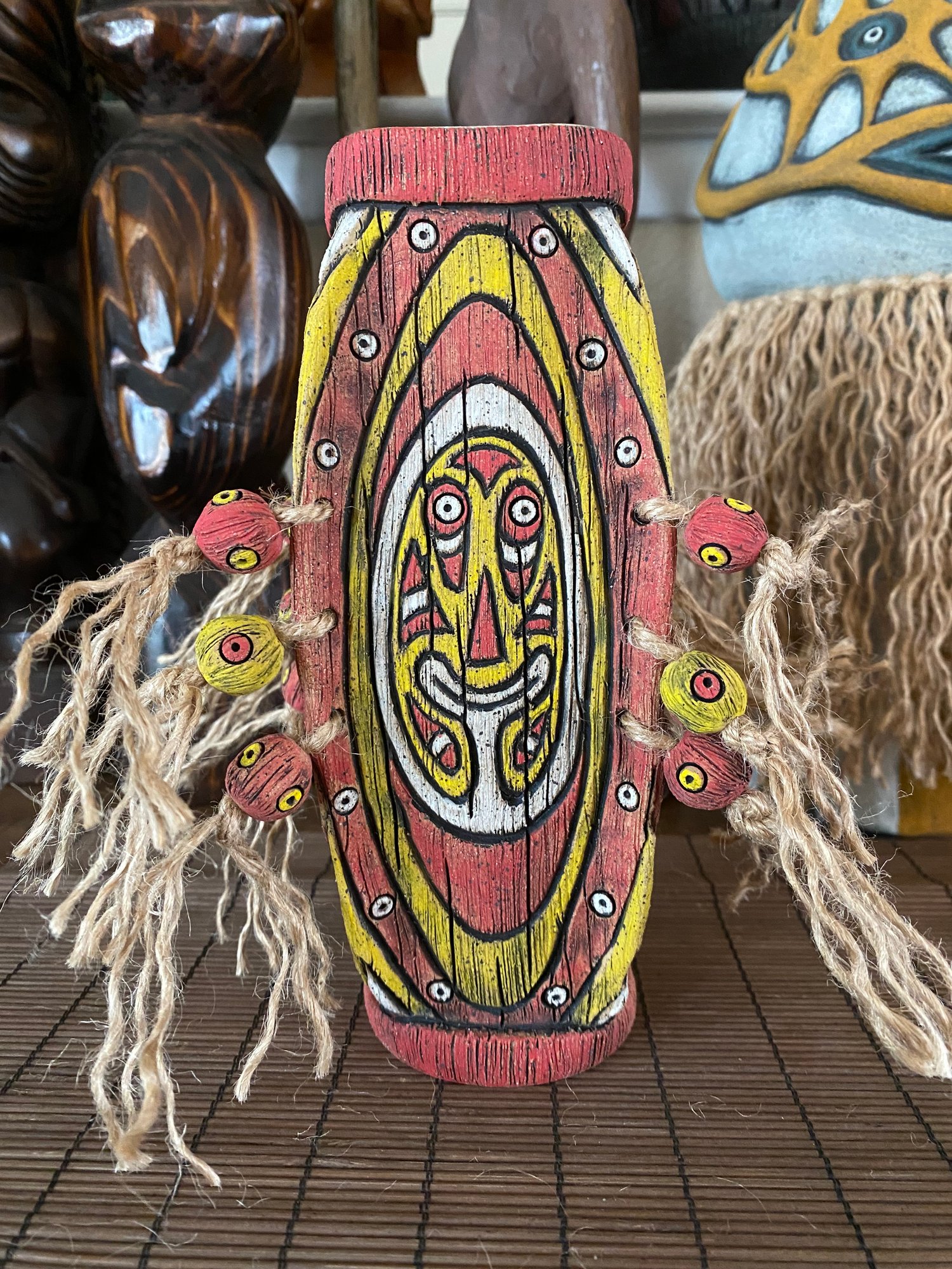 Image of Four Sided Red and Yellow PNG Shield Mug - “Gopey” - US Shipping Included 