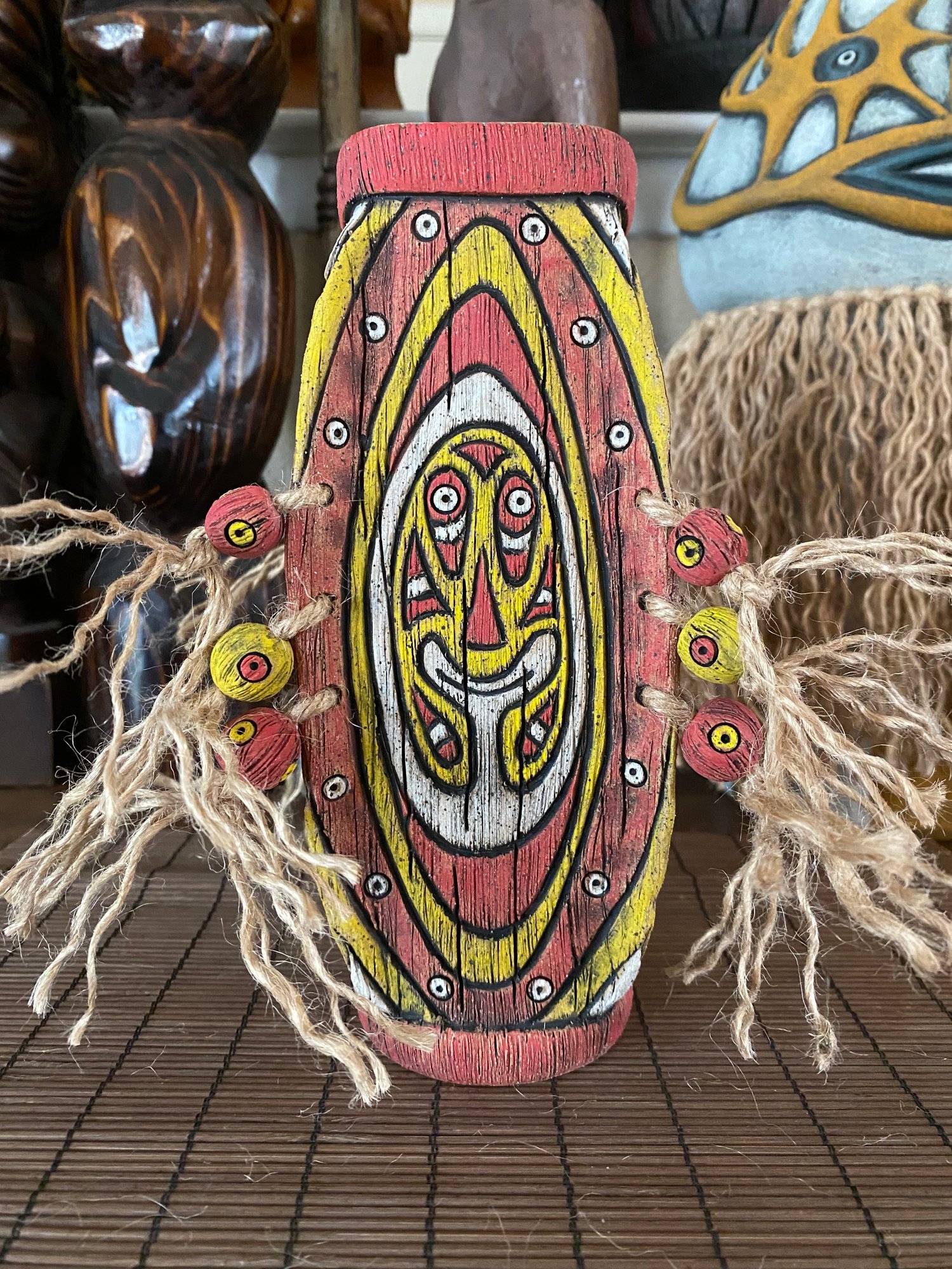 Image of Four Sided Red and Yellow PNG Shield Mug - “Gopey” - US Shipping Included 