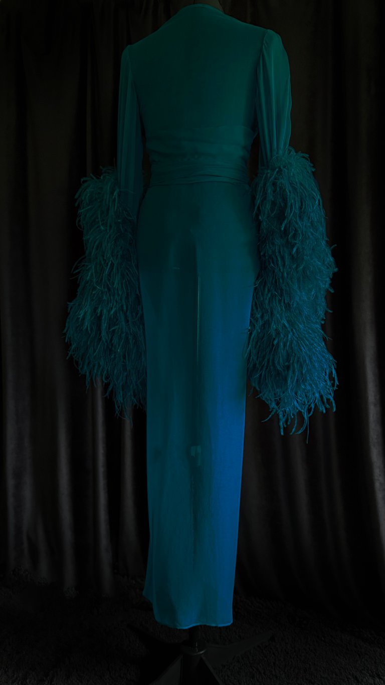 Limited Edition Special Order Teal 100% Silk Sheer Selene Dressing Gown Image 6