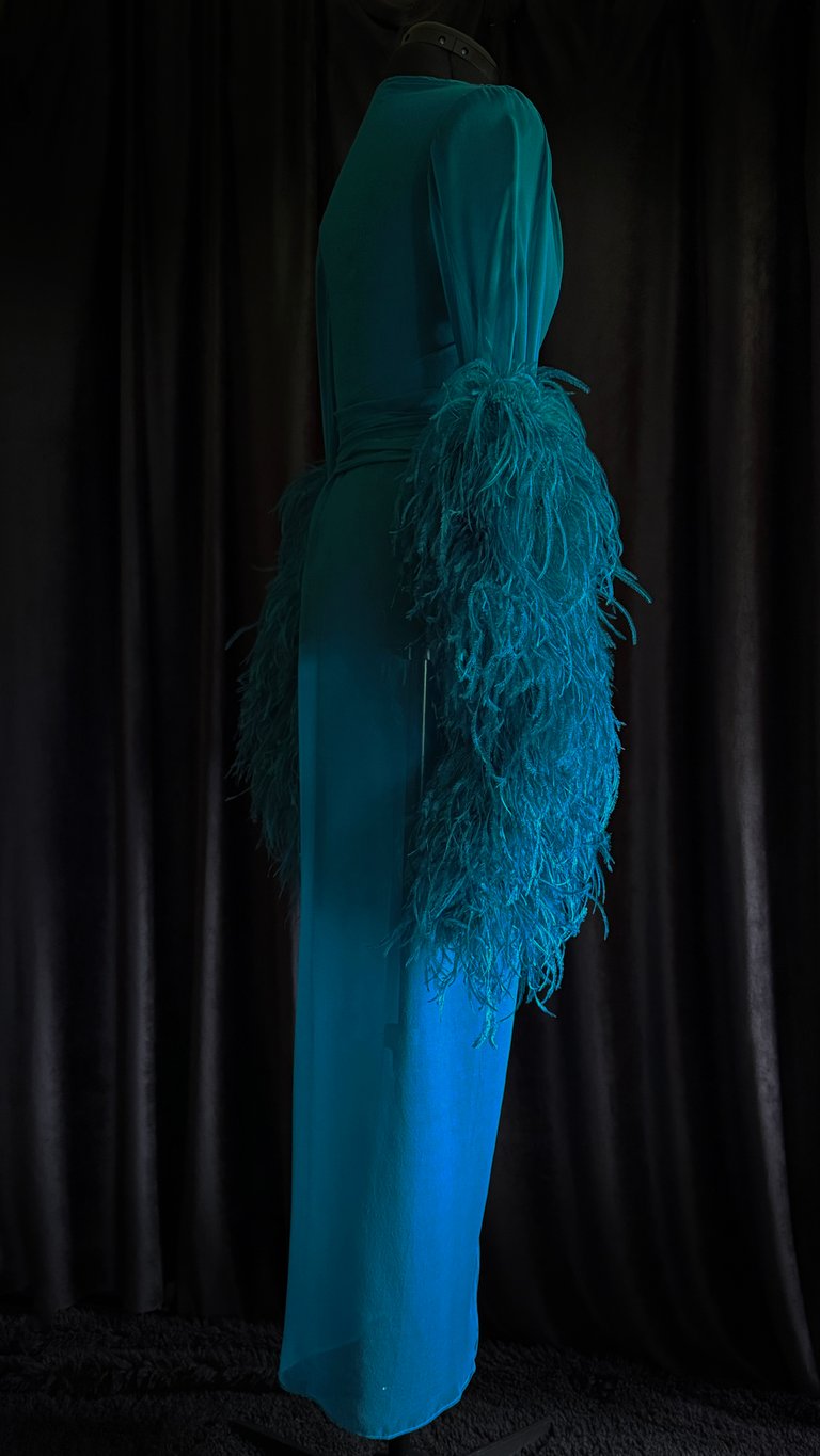 Limited Edition Special Order Teal 100% Silk Sheer Selene Dressing Gown Image 5