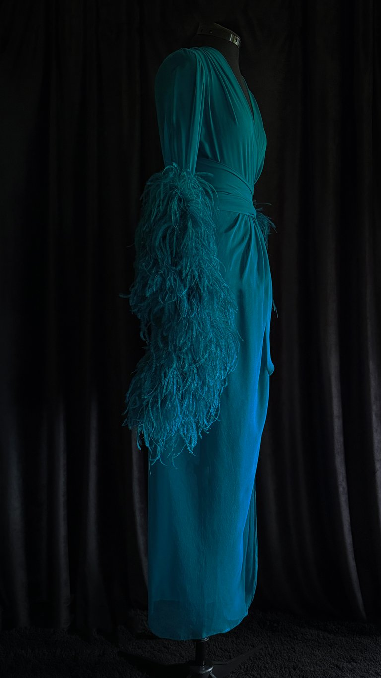 Limited Edition Special Order Teal 100% Silk Sheer Selene Dressing Gown Image 4