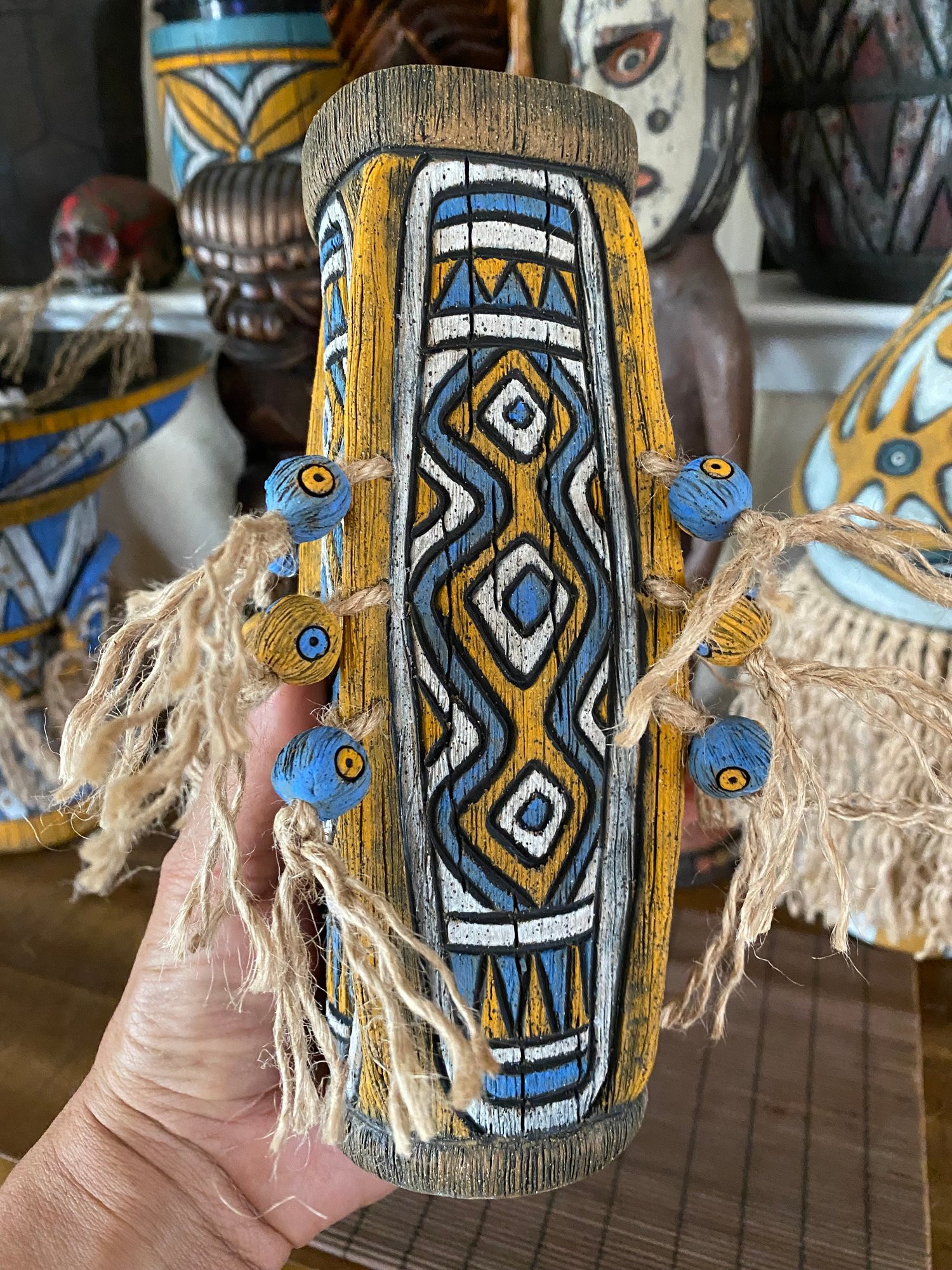 Image of Four Sided Blue and Orange PNG Shield Mug - “PNG P.O.P.” - US Shipping Included 