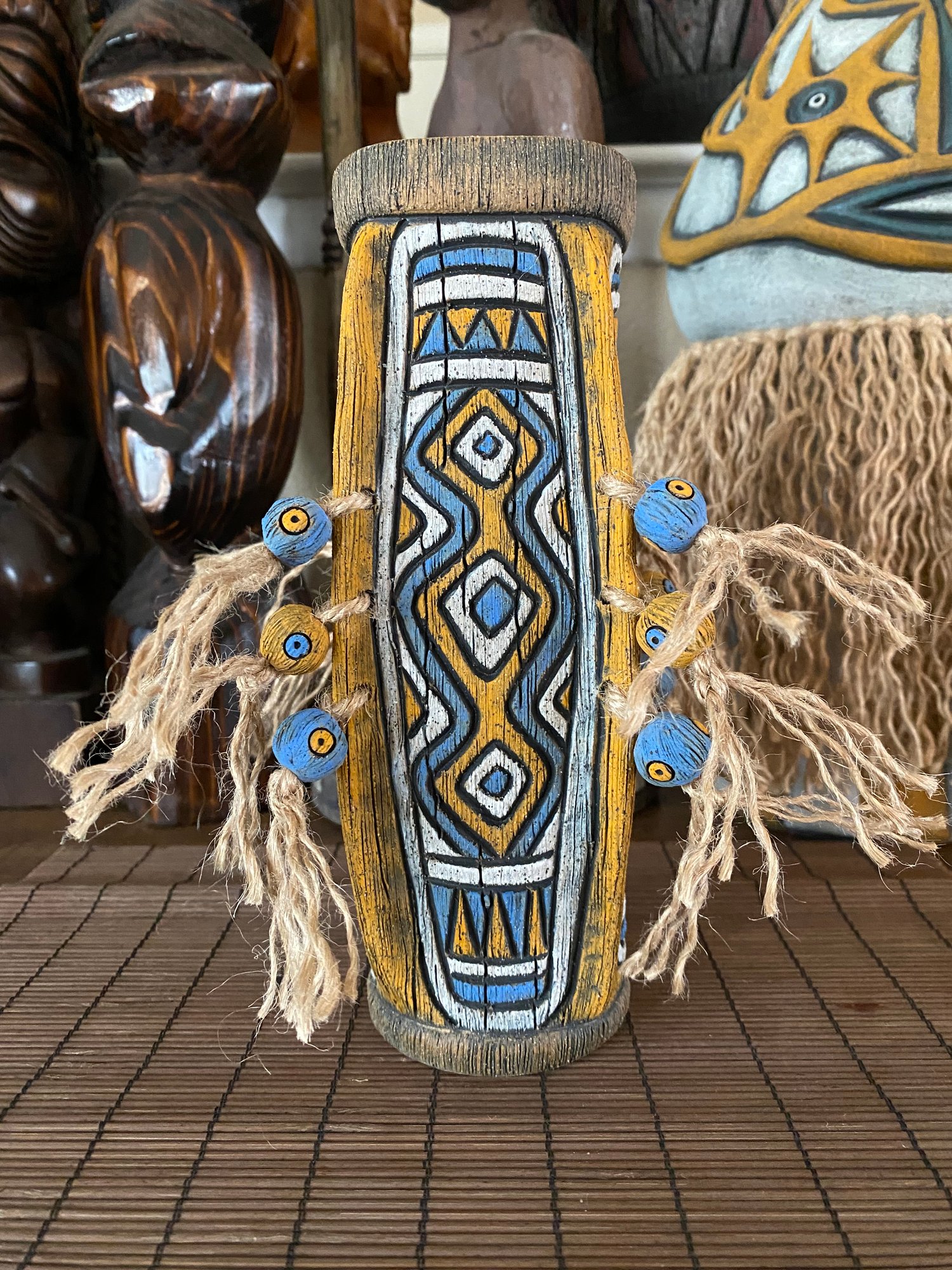 Image of Four Sided Blue and Orange PNG Shield Mug - “PNG P.O.P.” - US Shipping Included 