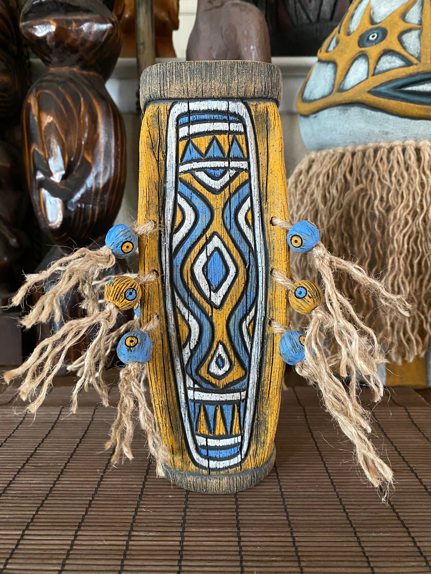 Image of Four Sided Blue and Orange PNG Shield Mug - “PNG P.O.P.” - US Shipping Included 