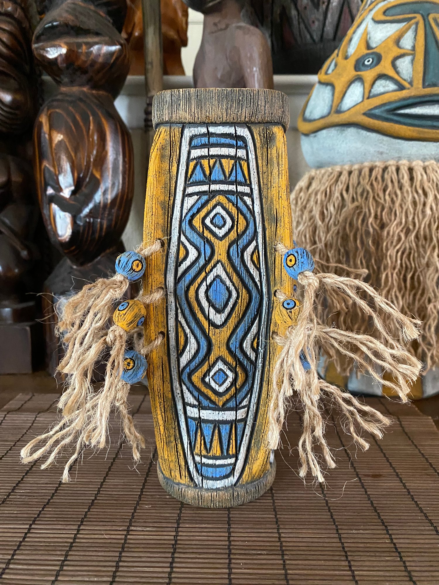 Image of Four Sided Blue and Orange PNG Shield Mug - “PNG P.O.P.” - US Shipping Included 