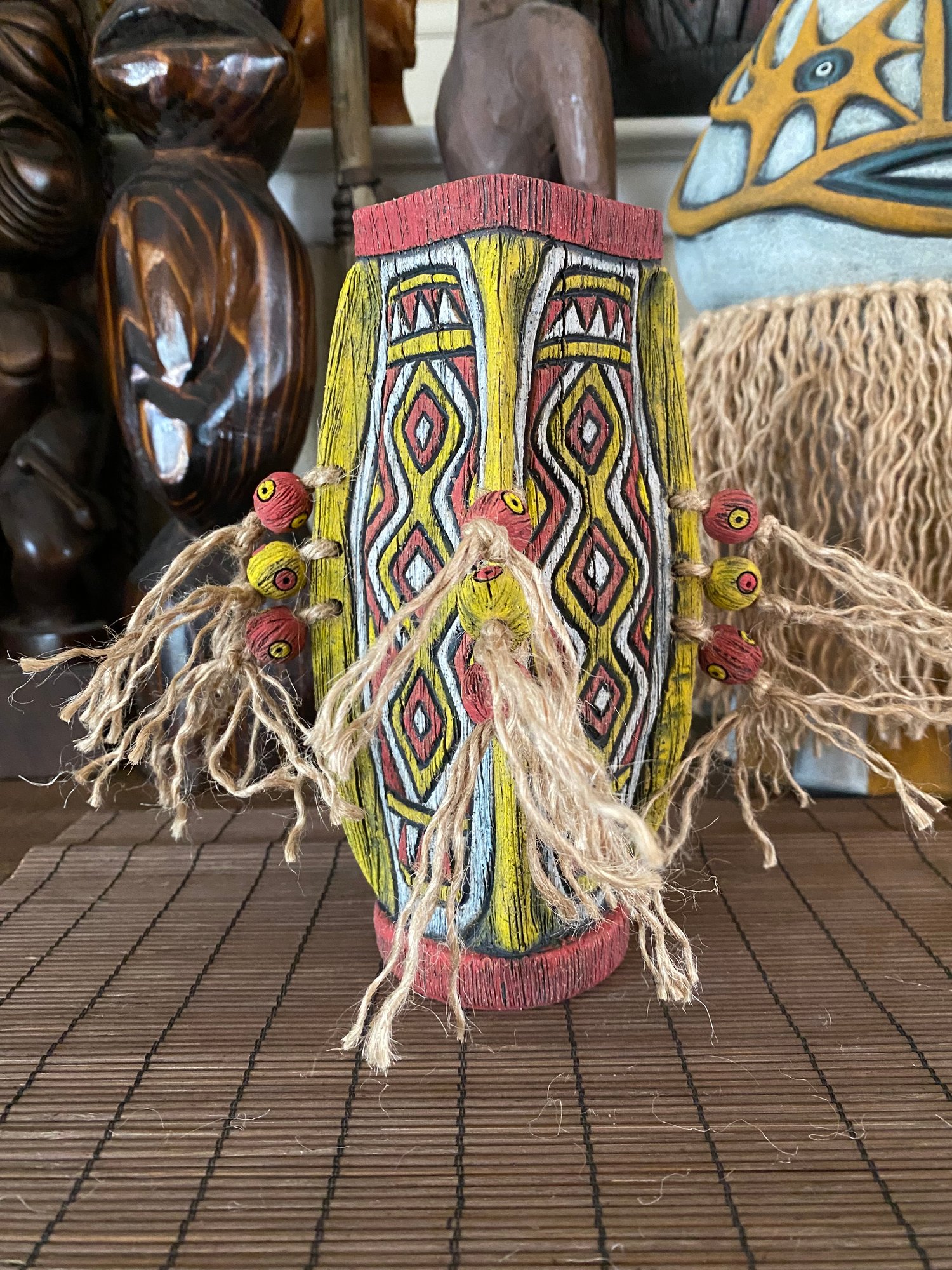 Image of Four Sided Red and Yellow PNG Shield Mug - “PNG P.O.P.” - US Shipping Included 