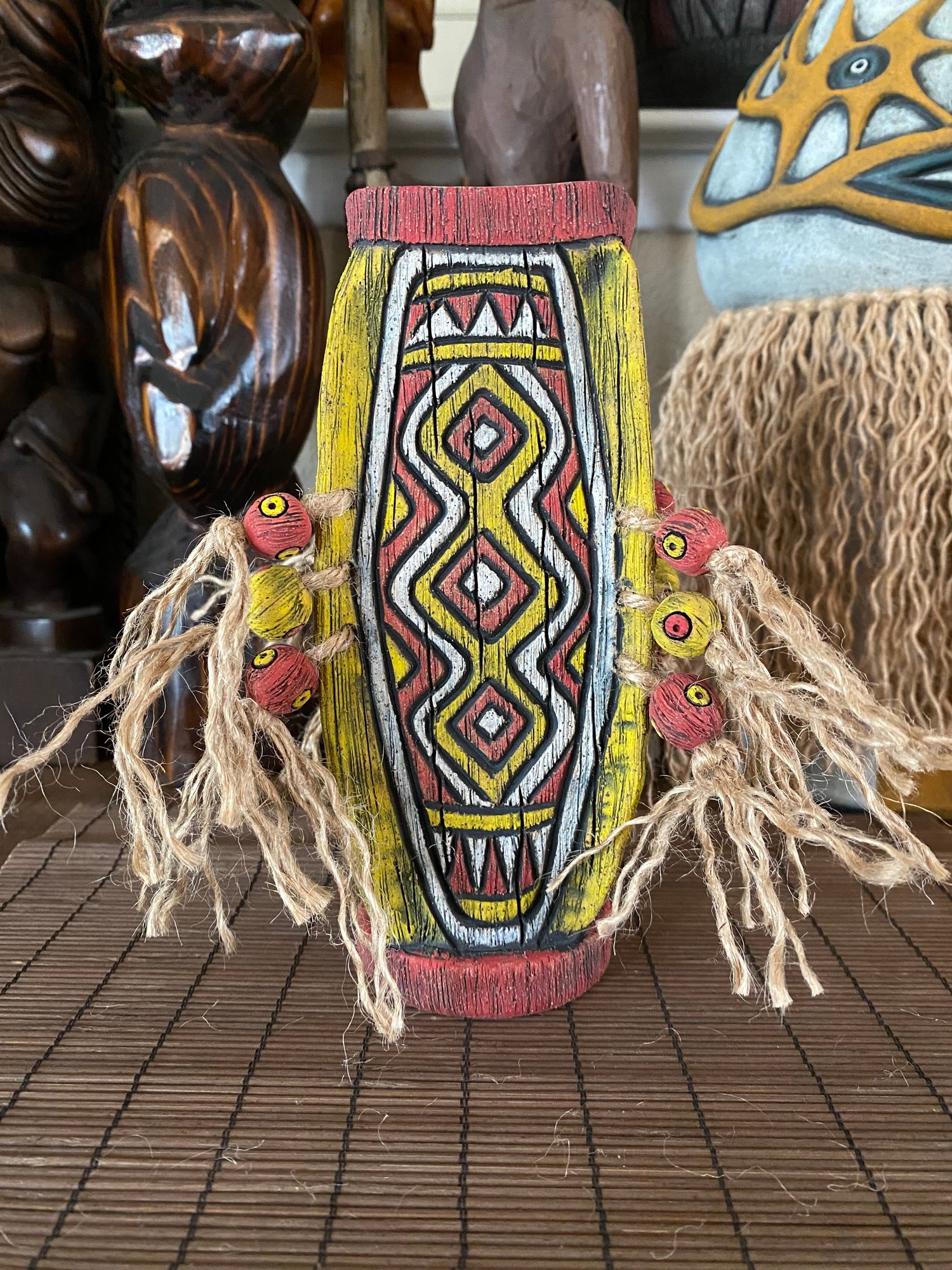 Image of Four Sided Red and Yellow PNG Shield Mug - “PNG P.O.P.” - US Shipping Included 