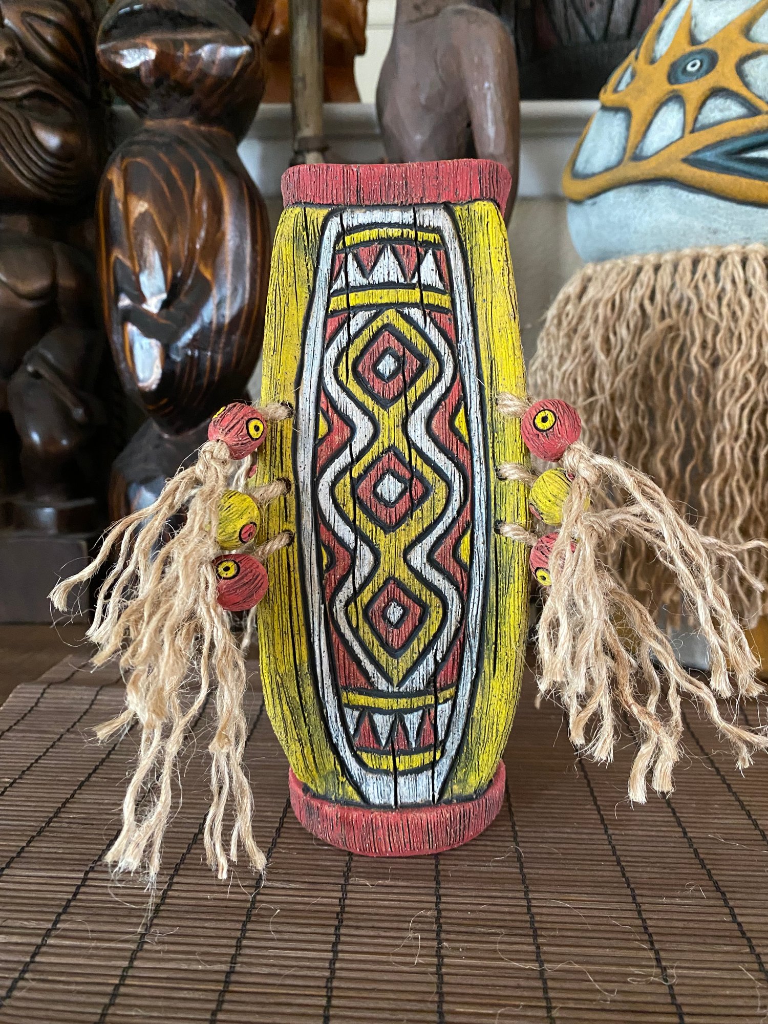 Image of Four Sided Red and Yellow PNG Shield Mug - “PNG P.O.P.” - US Shipping Included 