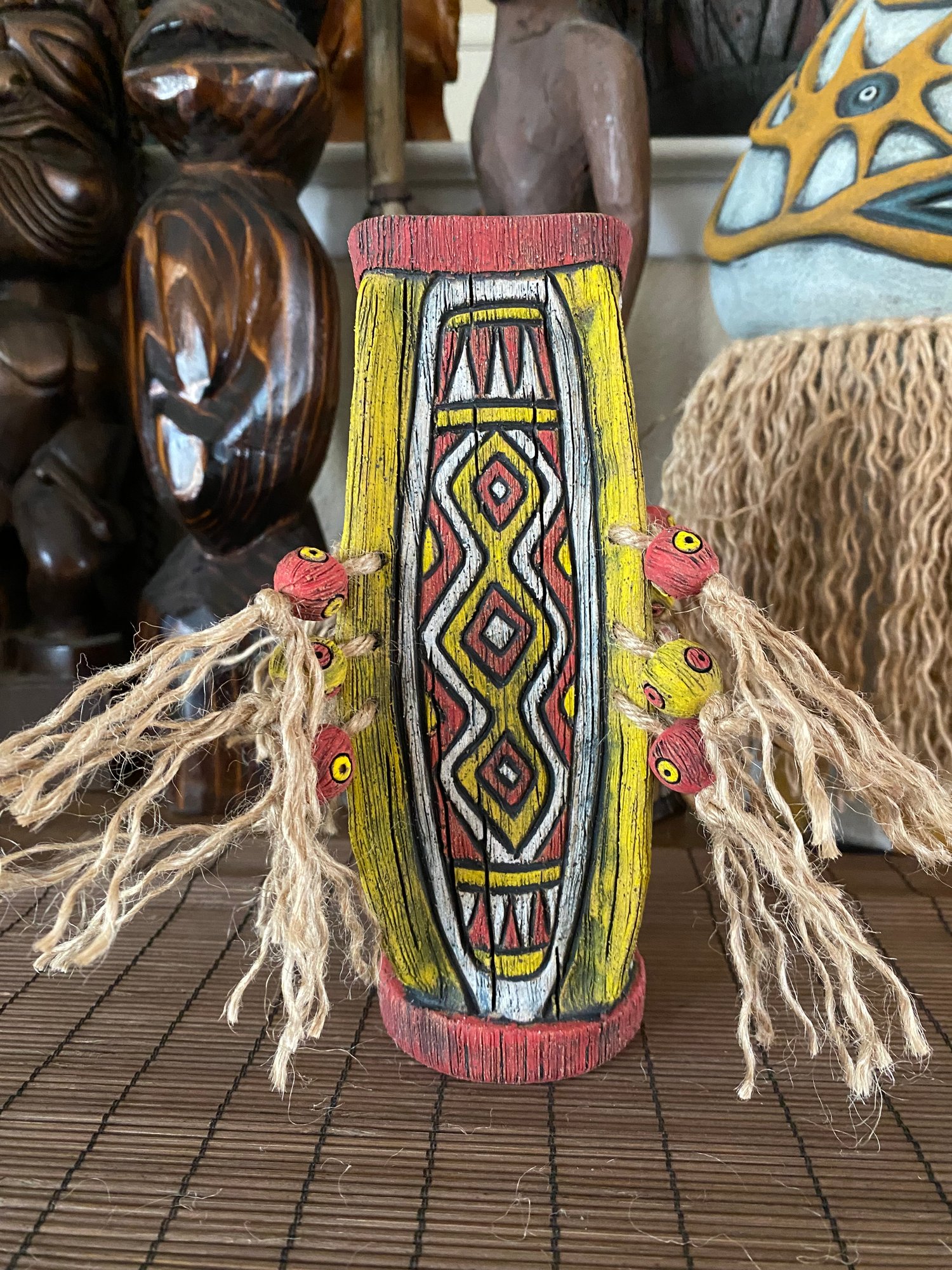 Image of Four Sided Red and Yellow PNG Shield Mug - “PNG P.O.P.” - US Shipping Included 