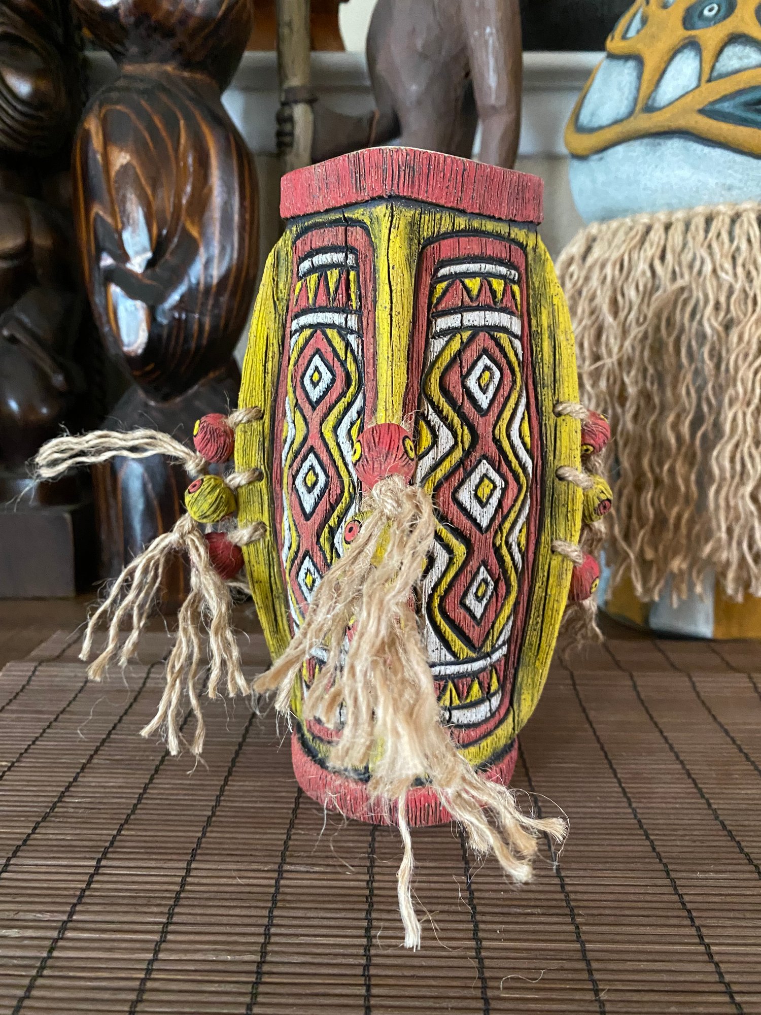 Image of Four Sided Yellow and Red PNG Shield Mug - “PNG P.O.P.” - US Shipping Included 