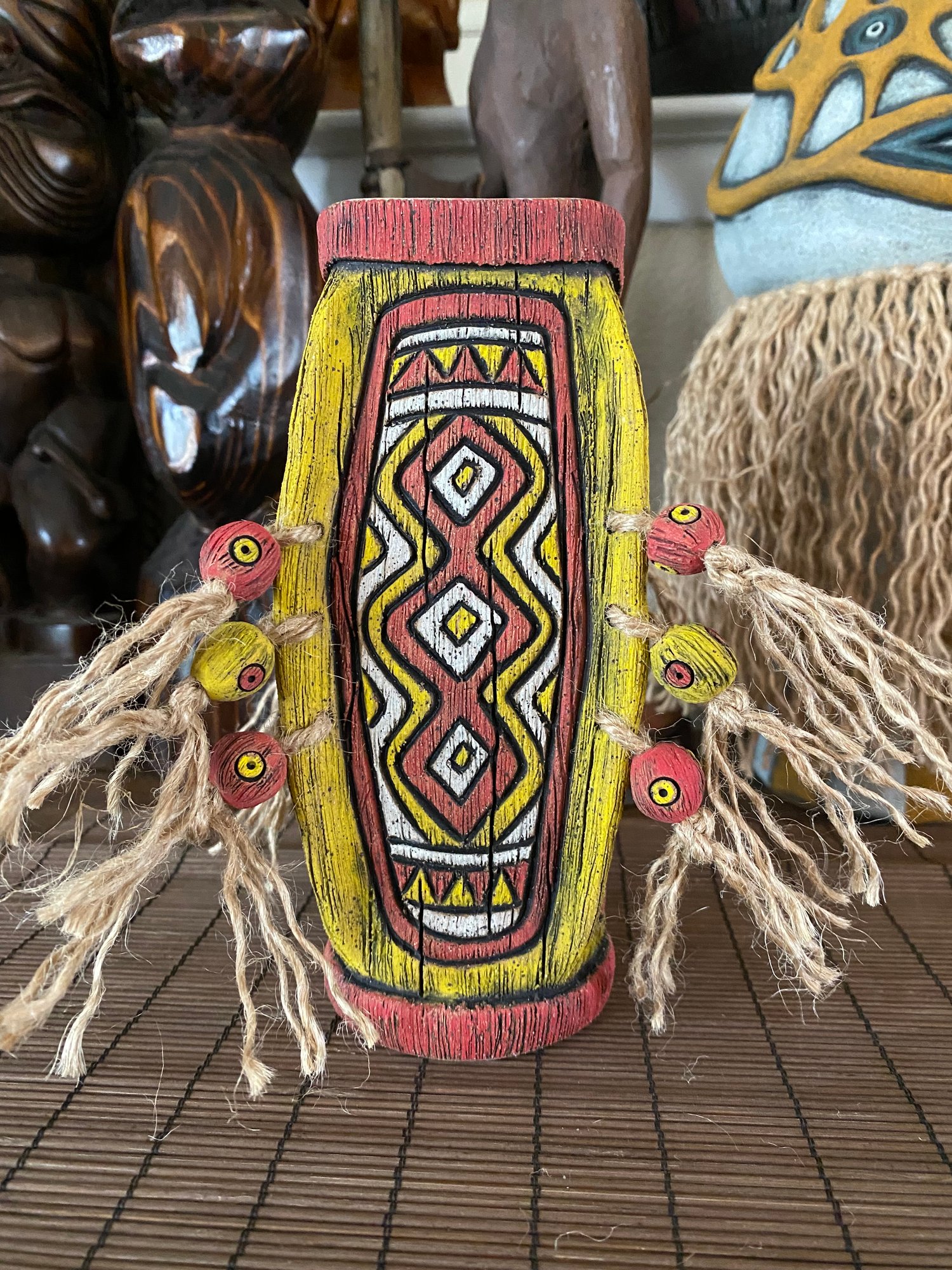 Image of Four Sided Yellow and Red PNG Shield Mug - “PNG P.O.P.” - US Shipping Included 