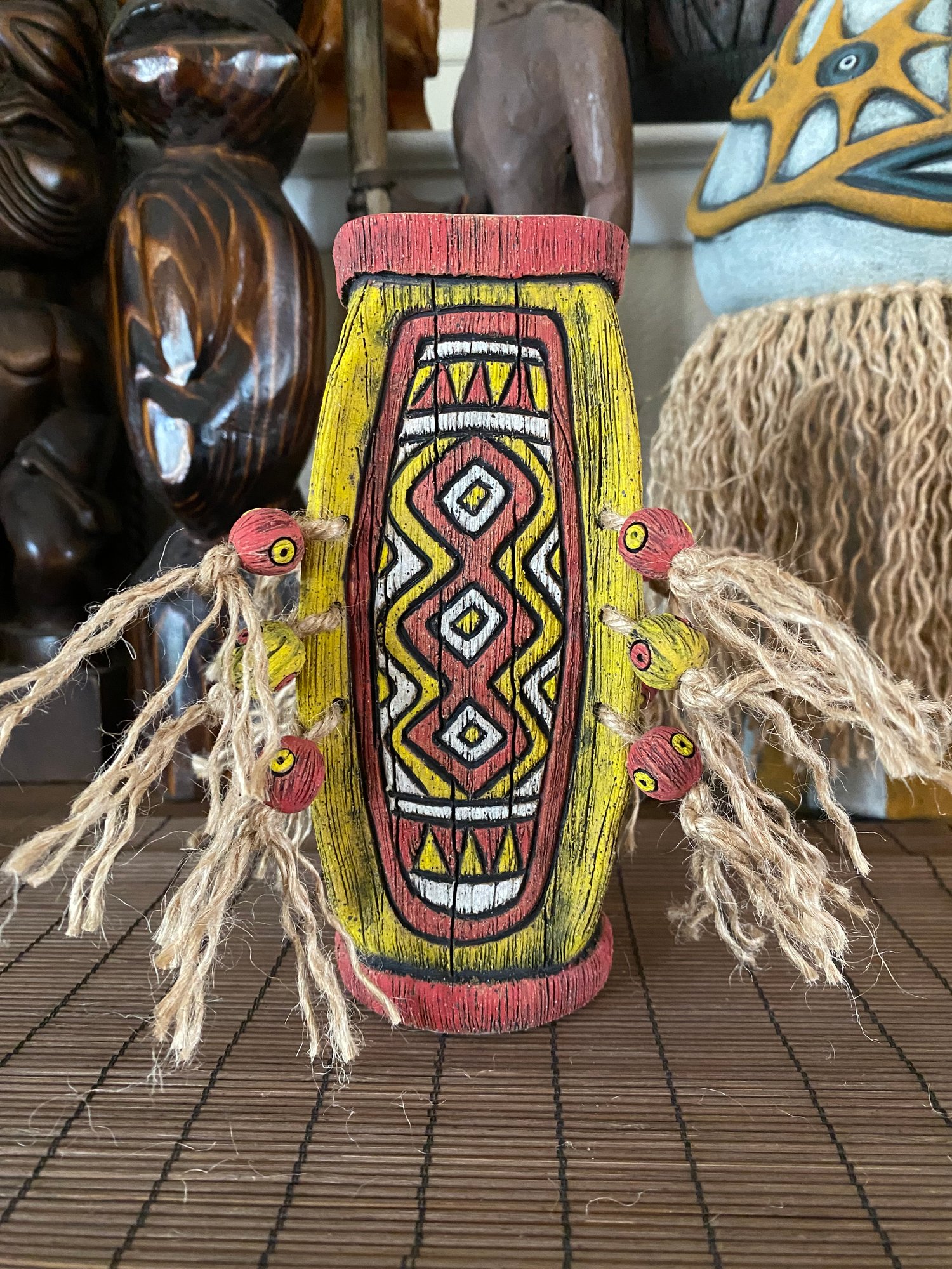 Image of Four Sided Yellow and Red PNG Shield Mug - “PNG P.O.P.” - US Shipping Included 