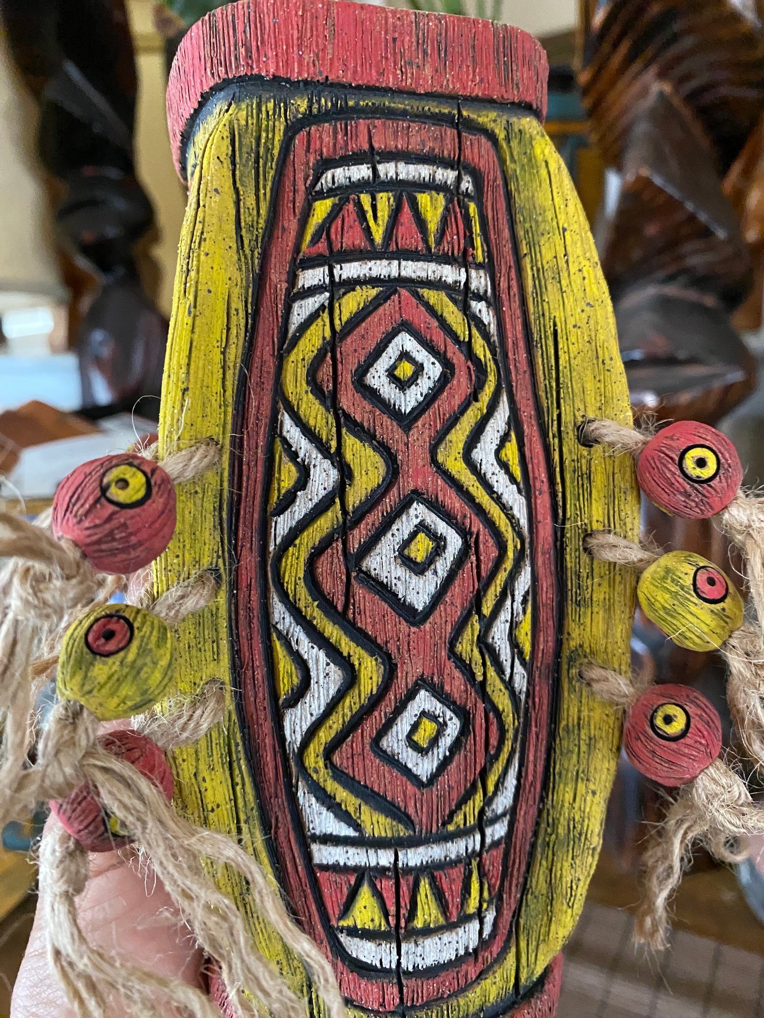 Image of Four Sided Yellow and Red PNG Shield Mug - “PNG P.O.P.” - US Shipping Included 