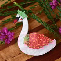 Image 2 of Saffi the Strawberry Swan brooch 