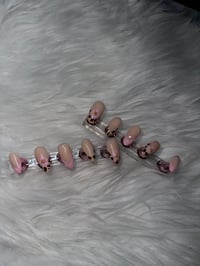 Image 1 of MEDIUM ALMOND- Pink and leopard print press ons