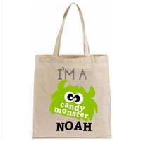 Image 1 of Halloween Trick-or-Treat Tote Bag - candy monster