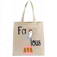 Image 2 of Halloween Trick-or-Treat Tote Bag - faBOOlous ghost