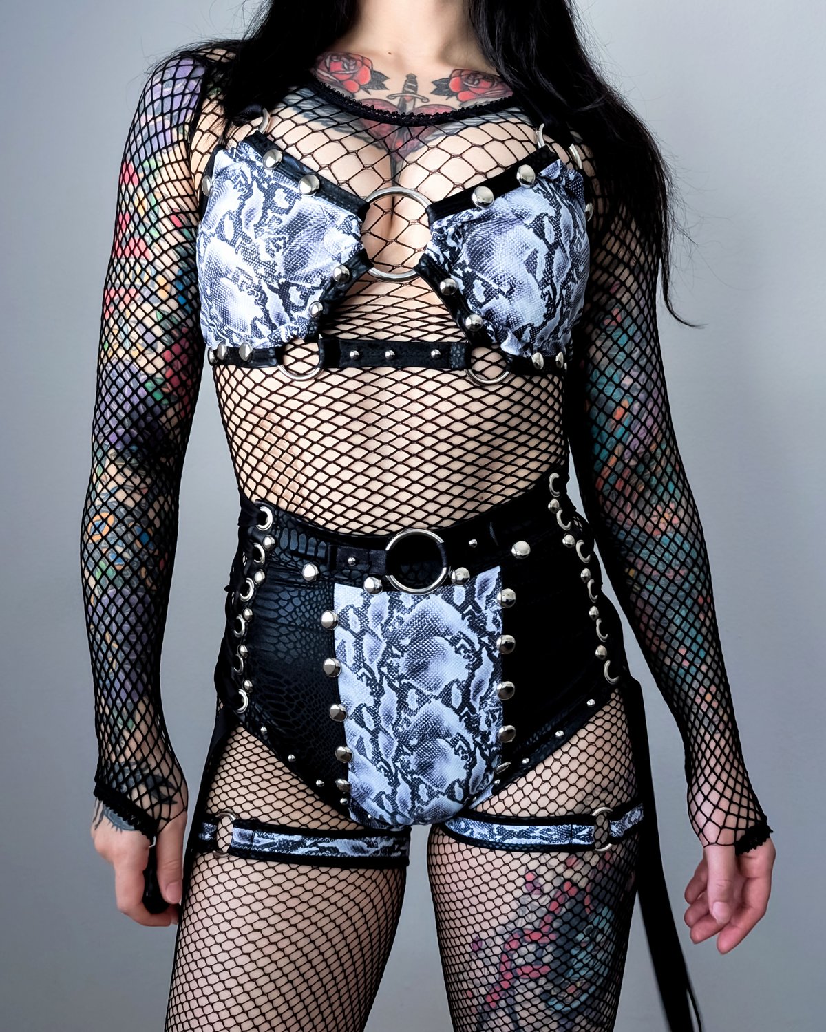 White Snake Bikini Set w/ Garters