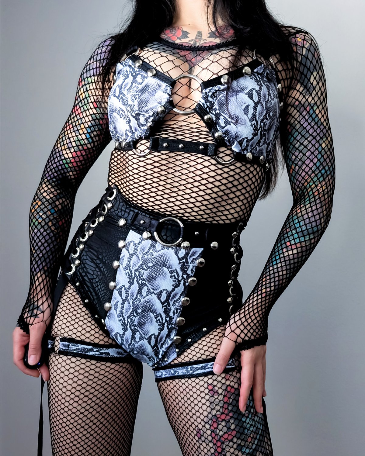 White Snake Bikini Set w/ Garters