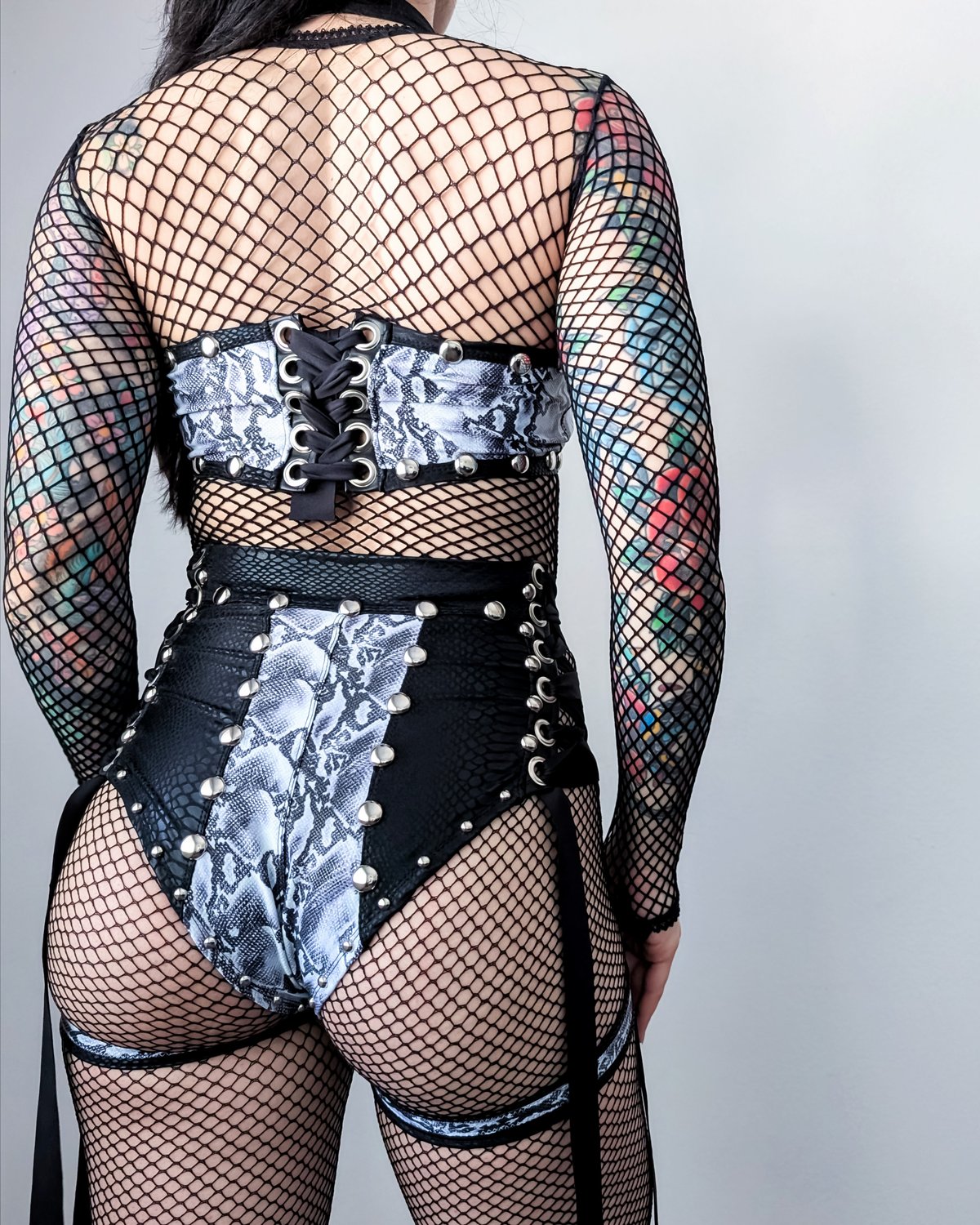 White Snake Bikini Set w/ Garters