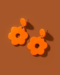 Image 1 of Circle & Flower Dangle Earrings