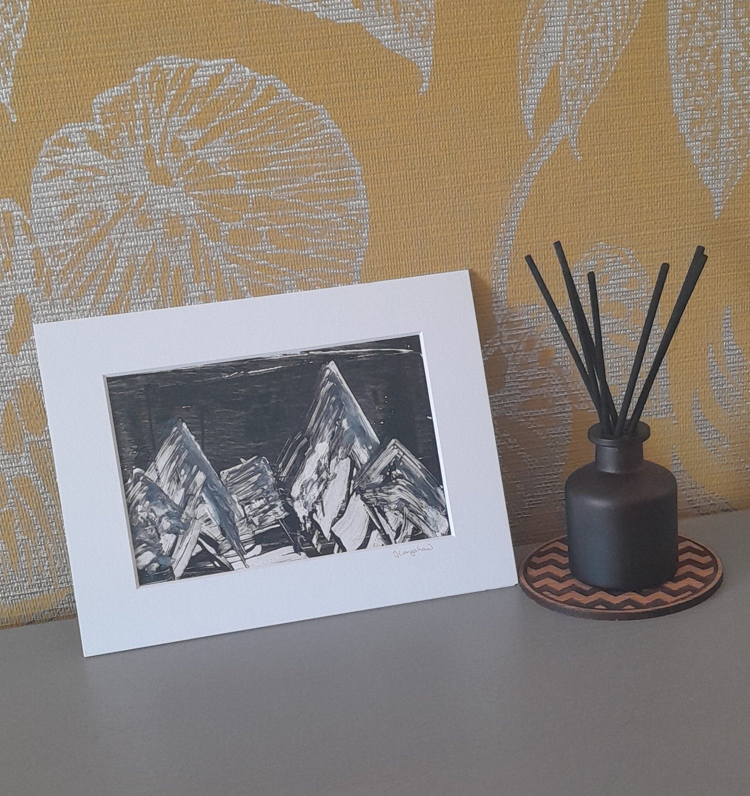 Monoprint Mountain Landscape