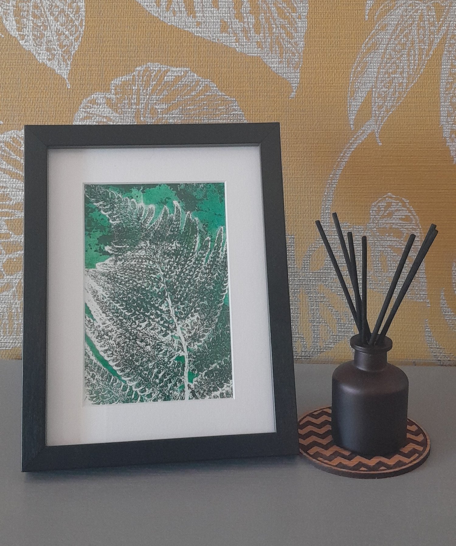 Framed Fern Leaf Monoprint