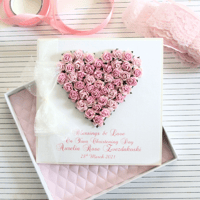 Image 1 of Girl Personalised Card for Christening, Baptism, First Holy Communion, Confirmation. Pink Heart.
