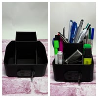 Image 1 of Desk Table Office Organizer with built in charging station with retractable cables