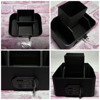 Image 3 of Desk Table Office Organizer with built in charging station with retractable cables