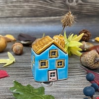 Image 6 of Blue Ceramic Mini House with Chimney
