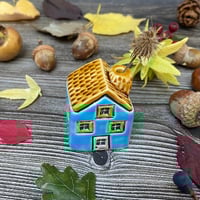 Image 5 of Blue Ceramic Mini House with Chimney