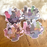Image 1 of Jojokitty bizzare cats/kitten teacup vinyl sticker!