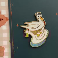 Image 1 of Devil and Angel Duck enamel pin - good and evil ducks
