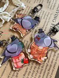 Image 2 of Mr Toast! Pigeon chilling on French toast keychain!