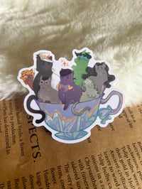 Image 4 of Jojokitty bizzare cats/kitten teacup vinyl sticker!