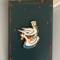 Image 3 of Devil and Angel Duck enamel pin - good and evil ducks