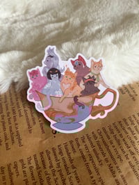 Image 5 of Jojokitty bizzare cats/kitten teacup vinyl sticker!