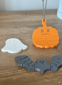 Image 8 of 🎃👻🦇 Spooky Flexi Keychains – Ghost, Pumpkin & Bat Set! 👻🦇🎃