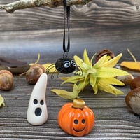 Image 3 of Mini Ceramic Halloween Set – Pumpkin, Ghost & Hanging Spider