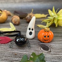 Image 4 of Mini Ceramic Halloween Set – Pumpkin, Ghost & Hanging Spider