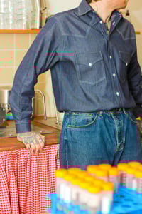 Image 2 of The Serge Shirt in Grey Chambray