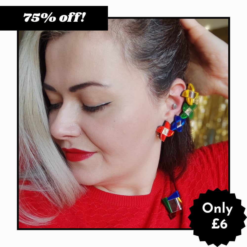 Image of Colourful Clip-on Pinwheel / Windmill Earrings