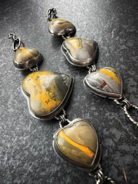 Image 2 of Silver Bumblebee Jasper Heart Bracelets. 