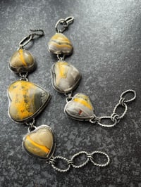 Image 3 of Silver Bumblebee Jasper Heart Bracelets. 