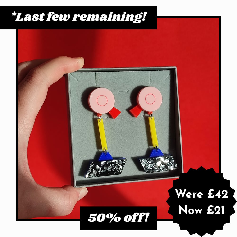 Image of Dangling Duck Memphis Milano Inspired Statement Acrylic Earrings