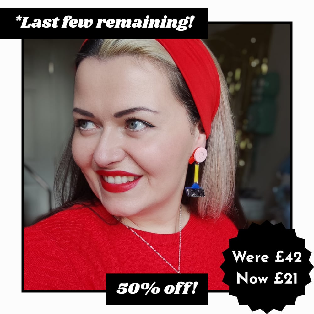 Image of Dangling Duck Memphis Milano Inspired Statement Acrylic Earrings